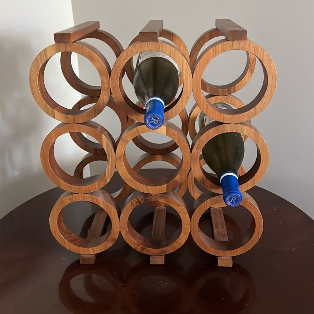 KUSTOM KRAFT 9 Bottle Black Walnut Wine Rack